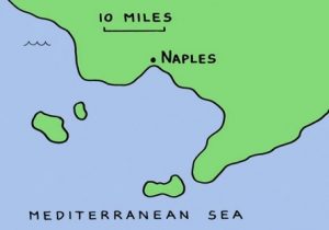 Map of Naples and Amalfi in Italy